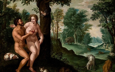 MARTEN DE VOS (1532 / 1603) "Adam and Eve in the Garden of Eden"