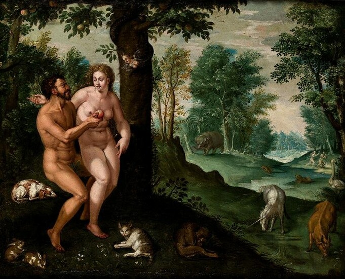 MARTEN DE VOS (1532 / 1603) "Adam and Eve in the