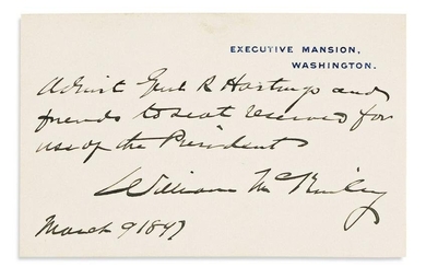 MCKINLEY, WILLIAM. Autograph Note Signed, as President