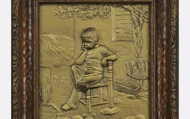 MORMED, Artini, Relief Plaque Young Boy Seated in Chair
