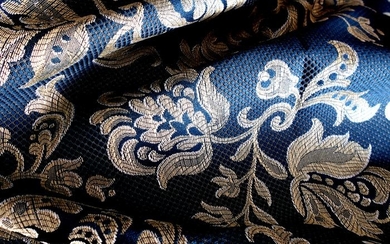 Magnificent Scampolo woven damask Cobalt blue color - Textiles - 1975-2000