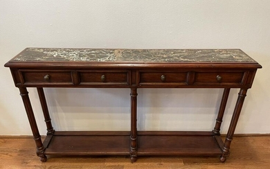 Marble Top Walnut Console