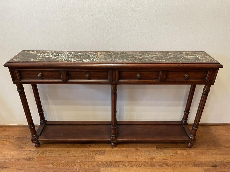 Marble Top Walnut Console