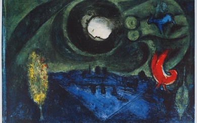 Marc Chagall (1887-1985) - Les amoureux et Notre-Dame de Paris