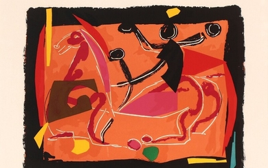 Marino Marini: “Chevaux et cavaliers”, 1972. Signed Marino, 15/50. Lithograph in colours. Visible size 49×60 cm.