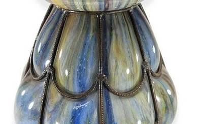 Marked TBS France wrought iron & glass vase