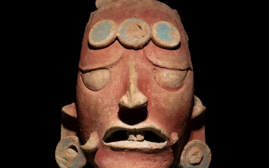 Maya Terracotta Head of a Sculpture. 400 - 600 AD. 19.5 cm height. Spanish Export License. TL Test.