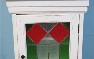 Medicine cabinet with one stained and leaded glass door