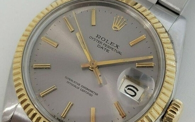Mens Rolex Oyster Perpetual Date 1500 18k Gold ss 1960s 35mm Automatic RJC145