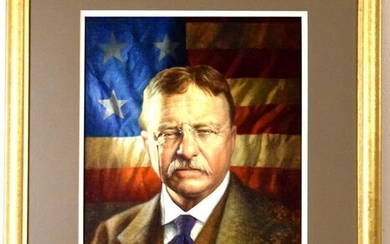 Michael J. Deas Theodor Roosevelt Oil On Board Painting