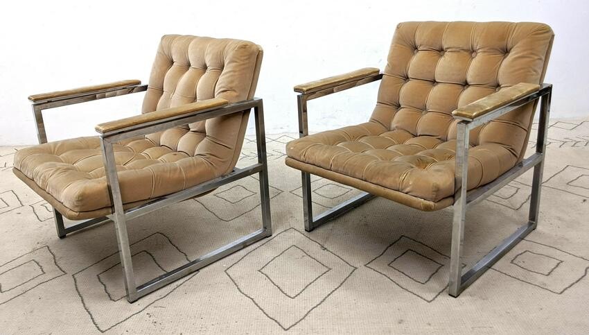 Mid Century Modern Chrome frame Lounge Chairs.