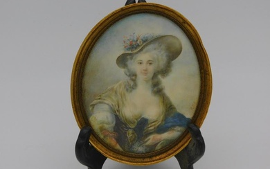 Miniature portrait of a fashionable young woman