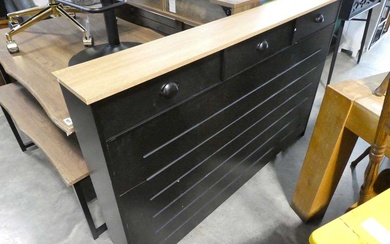 Modern dark grey vertical slatted radiator cover with 3 drawers...
