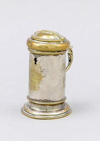 Money box, late 19th century, plated (silvering partly...