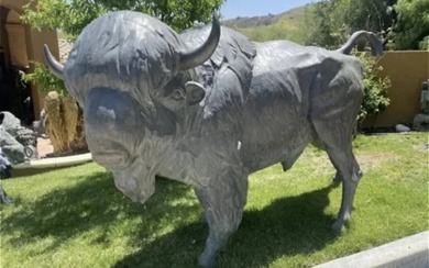 Monumental Life Size Buffalo Bronze Sculpture