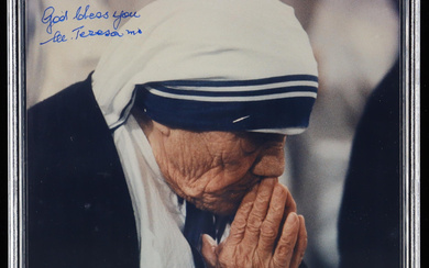 Mother Teresa Signed 8x10 Photo Inscribed "God Bless You" (BAS & JSA | Autograph Graded 10)