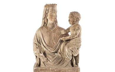 Museale Figur der Madonna mit Kind des 14./ 15. Jahrhunderts, Museale Figur der Madonna mit Kind des 14./ 15. Jahrhunderts