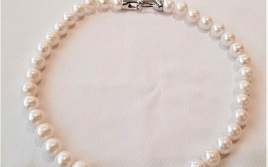 NO RESERVE PRICE - 925 Silver - 11x12mm Cultured Pearls - Necklace