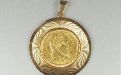 Napoleon, taken up in pendant, yellow gold (750 thousandths) weight 11.1 grs.