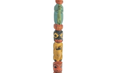 Northwest Coast Tribal Folk Art Wooden Totem Pole