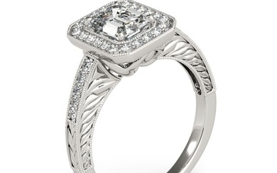 Natural 1.63 CTW Diamond Engagement Ring 18K White Gold