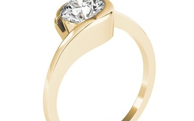 Natural 1.7 CTW Diamond Engagement Ring 18K Yellow Gold