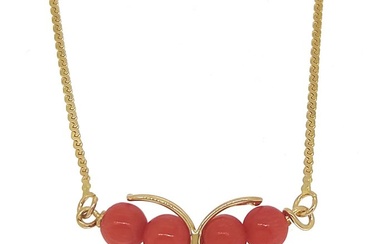 Necklace - 18 kt. Yellow gold Coral