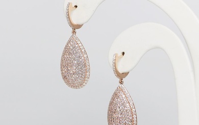 No Reserve Price-2.78 Ct Natural Fancy Purplish Pink Diamonds - 14 kt. Pink gold - Earrings - 2.78 ct Diamond - Diamonds, IGI-Certified