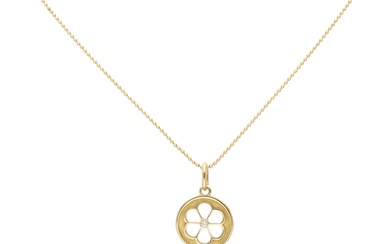 No Reserve - Tiffany & Co 18K yellow gold 'Blossom flower' key pendant with necklace.
