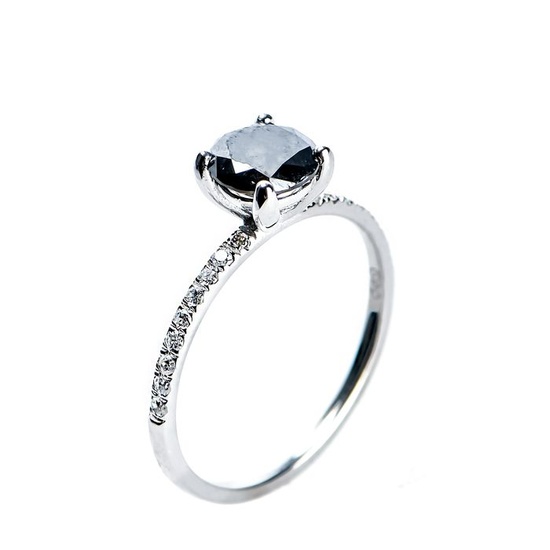 No reserve- 1.05 ct. t.w. Round Diamond Ring - 14 kt. White gold - Ring - Clarity enhanced Diamond