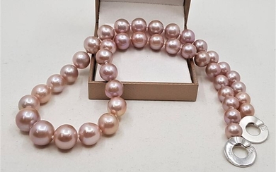 No reserve price - 925 Silver - 9x12mm Special Colour Edison Pearls - Necklace
