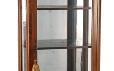 (-), Walnut display cabinet with facet cut window...