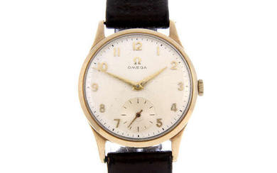 OMEGA - a gentleman's 9ct gold wrist watch.