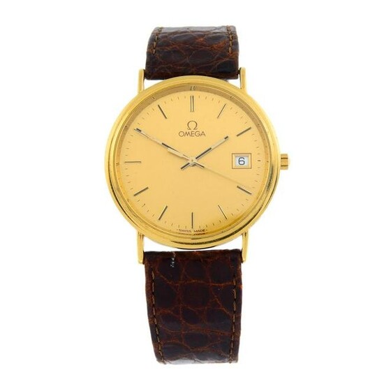 OMEGA - a wrist watch. Yellow metal case, stamped 18K 750. Case width 32mm. Reference 7910.11.30