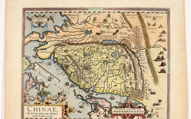 ORTELIUS, Abraham Chinae [...]. Copper engr., 37,2 x 47,8 cm, hand-coloured (outer edges sl. frayed)....