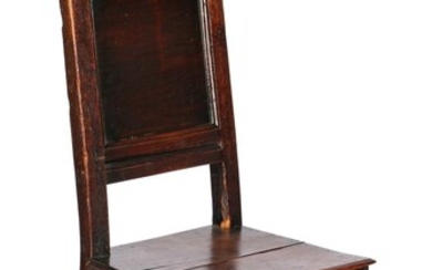 (-), Oak chair with stitching in the back,...