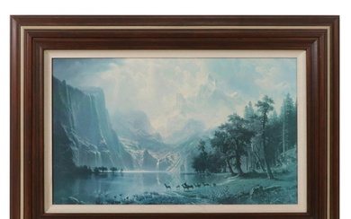 Offset Lithograph After Albert Bierstadt "Among the Sierra Nevada Mountains"