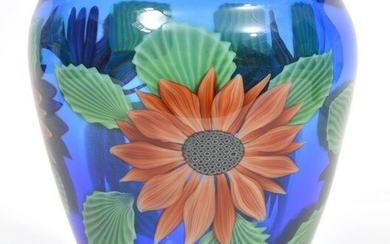 Orient & Flume Sunflower Vase Signed Beyers