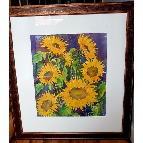 Original Watercolour of Sunflowers by renowned Lakeland arti...