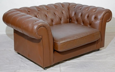 Oversize Brown Leather Chesterfield Club Chair
