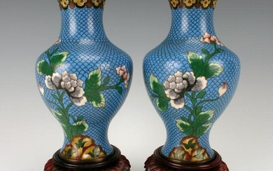 PAIR OF ANTIQUE CHINESE CLOISONNE VASES