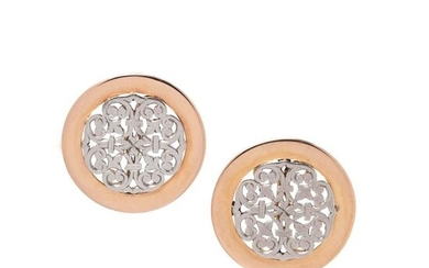 PAIR OF YELLOW GOLD AND PLATINUM CLIP BROOCHES