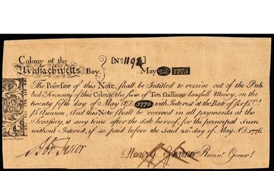 PAUL REVERE Engraved 1775 Colonial Currency Note
