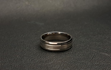 PLATINUM WEDDING BAND the central band with brushed finish a...