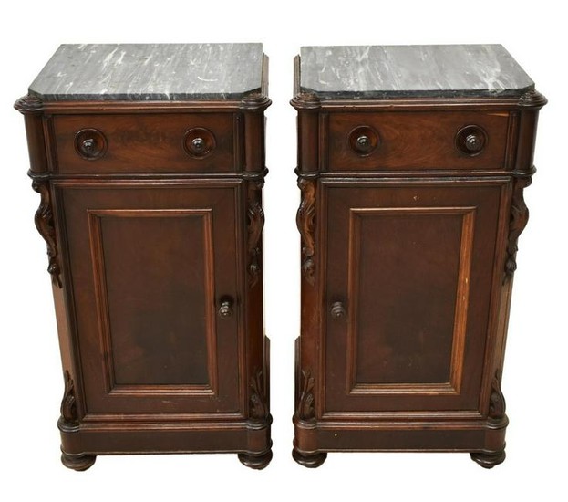 (PR) LOUIS PHILIPPE MARBLE-TOP BEDSIDE CABINETS