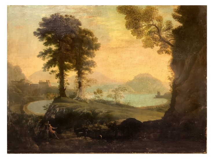 Paesaggio lacustre con scena bucolica, Fine 18° secolo