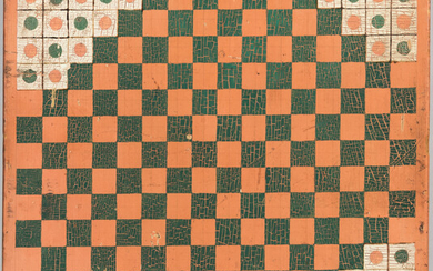 Painted Wood Checkered Halma Gameboard