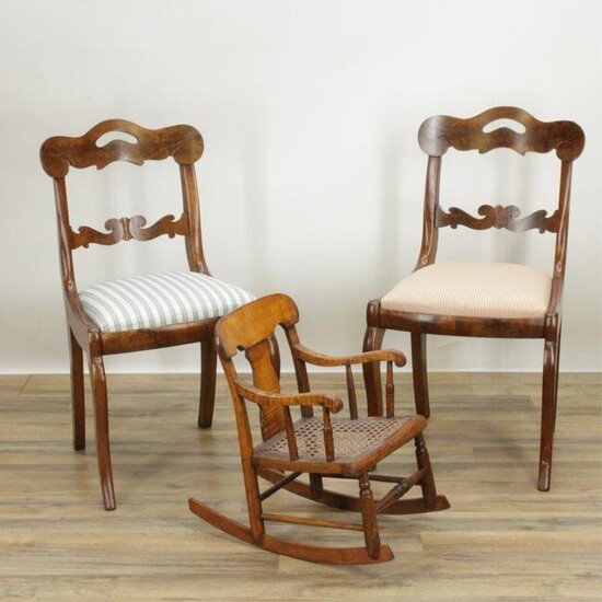 Pair Classical Mahogany Chairs & Child's Rocker