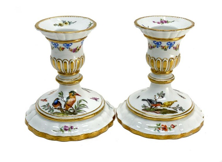 Pair Meissen Marcolini Porcelain Candlesticks