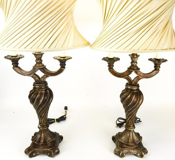 Pair Neoclassical Style Double Arm Table Lamps